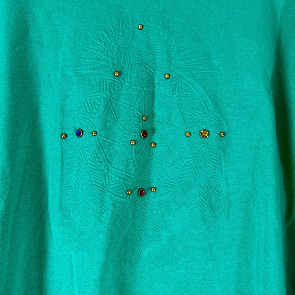 Kavio Designs Embellished Top Dream Catcher Graphic Long Sleeve‎ Green